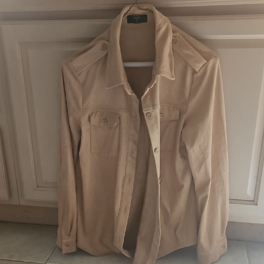 Tahari Tan Utility Button-Down Shirt